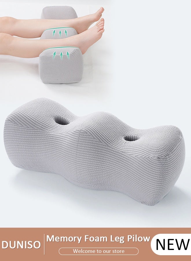 DUNISO وسادة الركبة المصنوعة من إسفنج الذاكرة، وسادة الركبة لرفع الساق، وسائد الساق للنوم، وسادة رفع لتخفيف الالتواء في العمود الفقري، وآلام عرق النسا، وخدر الساق، والظهر، والمفاصل، والورك، وآلام الجراحة - Image 1