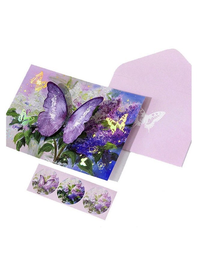 SYOSI 3D Pop Up erfly Greeting Card with Envelope for Friends, Foldable Popup Celebration Cards for Birthday, Graduation, Wedding, Anniversary, Thank You,Valentine's Day, All Occasio (Purple) - Image 1