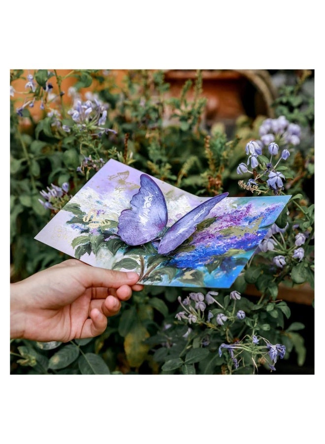 SYOSI 3D Pop Up erfly Greeting Card with Envelope for Friends, Foldable Popup Celebration Cards for Birthday, Graduation, Wedding, Anniversary, Thank You,Valentine's Day, All Occasio (Purple) - Image 3