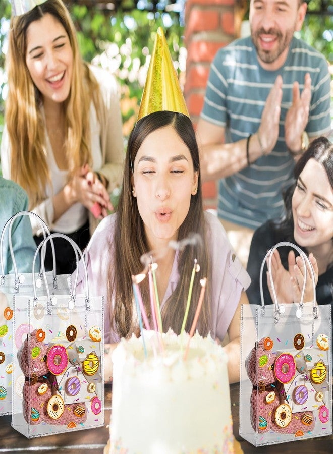 Saypacck 24 Pcs Donut Party Favor Gift Bags Plastic Clear Gift Bags with Handles Sweet One Two Birthday Party Decorations Donut PVC Candy Handbags for Supplies Treat (5.1 x 5.9 x 2.7 Inches) - Image 5
