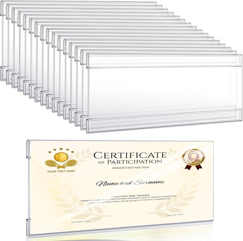 Kathfly 20 Pcs Business License Frame Clear Business Certificate Holder 10 x 4 Inch Acrylic Wall Mount Holder with Tape for Document Office Menu Display No Drilling - Image 1