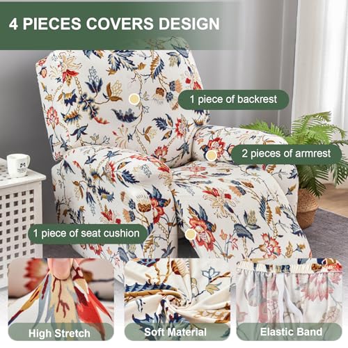 HAOYONG Recliner Chair Covers Stretch Recliner Slipcovers Washable Lazyboy Recliner Cover 4 Pieces Covers for Recliners 1 Seat Recliner Couch Covers Furniture Protector Prevent Stain and Pets Hair - Image 2