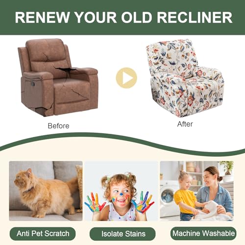 HAOYONG Recliner Chair Covers Stretch Recliner Slipcovers Washable Lazyboy Recliner Cover 4 Pieces Covers for Recliners 1 Seat Recliner Couch Covers Furniture Protector Prevent Stain and Pets Hair - Image 3