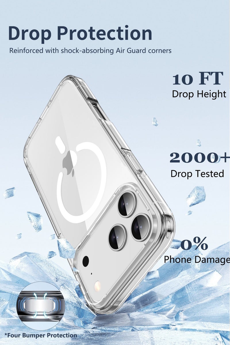 CLPURE iPhone 17 Pro Max Clear Transparent Case Compatible with MagSafe, Anti-Yellowing, Anti-Scratch, Rugged Shockproof Protective Bumper Cover - Image 2