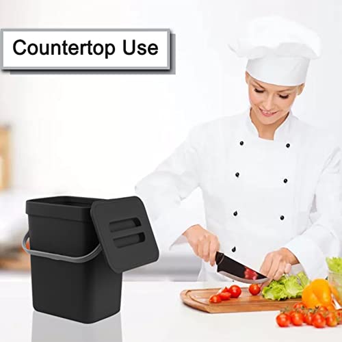stonespace Kitchen Compost Bin for Countertop, Hanging Small Trash Can with Lid Under Sink for Kitchen Bathroom, Mountable Compost Bucket, Black - Image 2