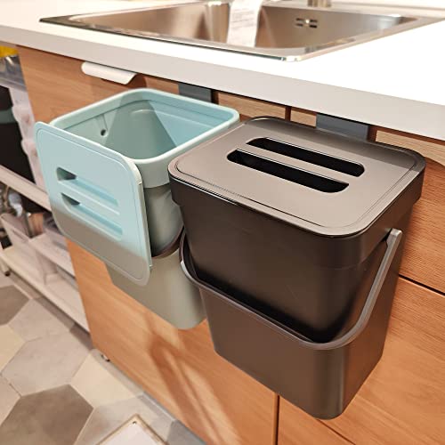 stonespace Kitchen Compost Bin for Countertop, Hanging Small Trash Can with Lid Under Sink for Kitchen Bathroom, Mountable Compost Bucket, Black - Image 1