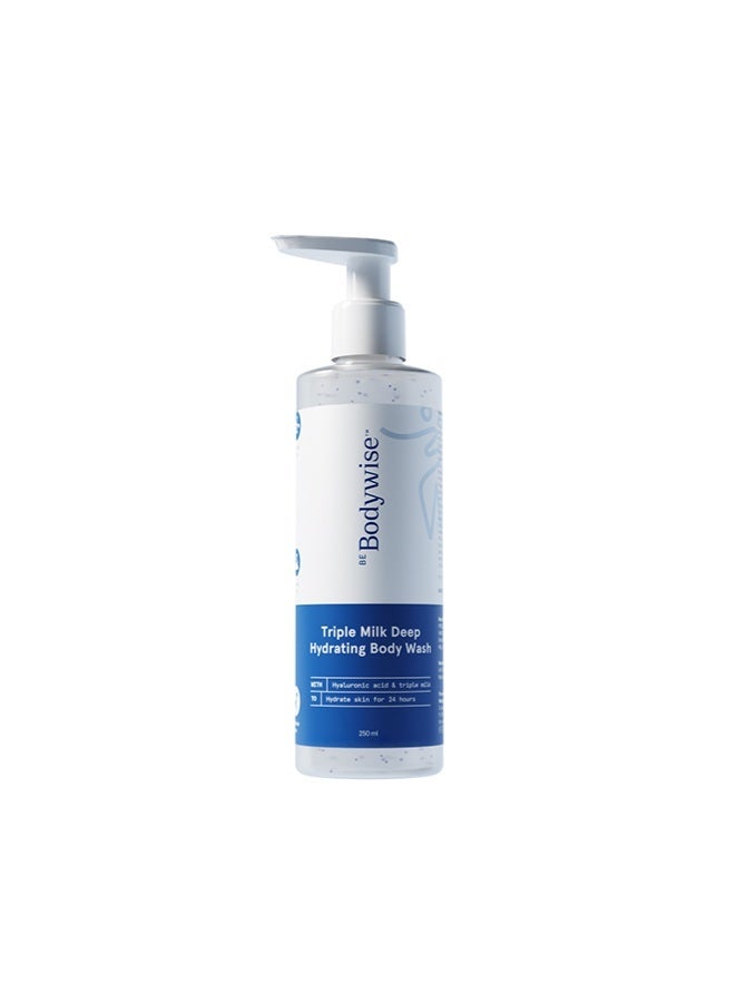 Be Bodywise Triple Milk Deep Moisturizing Body Wash 250ml |For Dry & Dehydrated Skin | With 6% Triple Milk Extracts & 3% Hydrating Boosters | Lasting Hydration & Skin Barrier Support | Paraben & SLS F
