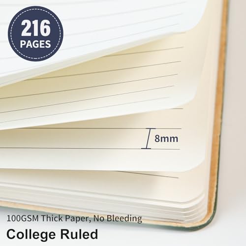 TSFPapier Lined Journal Notebook for Work College Ruled Note Book 5.79"x8.27" A5 PU Leather Daily Journaling 216 Pages for Women Men Writing Home School Supplies Business (Dark Blue) - Image 4