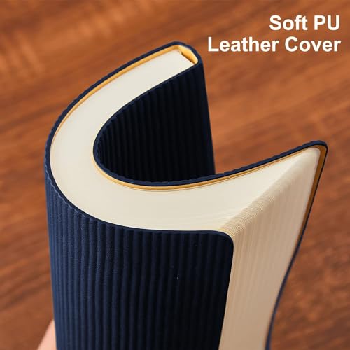 TSFPapier Lined Journal Notebook for Work College Ruled Note Book 5.79"x8.27" A5 PU Leather Daily Journaling 216 Pages for Women Men Writing Home School Supplies Business (Dark Blue) - Image 3