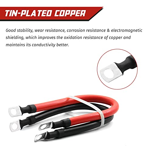 KEDAKEJI 2 AWG Gauge Battery Cables Set with Terminals for Motorcycle, Automotive, Marine, Solar, ATV, RV 2ft (3/8in.Lugs Both Ends) - Image 3