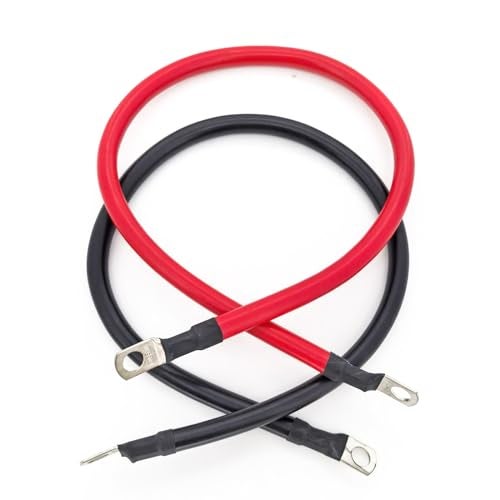 KEDAKEJI 2 AWG Gauge Battery Cables Set with Terminals for Motorcycle, Automotive, Marine, Solar, ATV, RV 2ft (3/8in.Lugs Both Ends) - Image 1