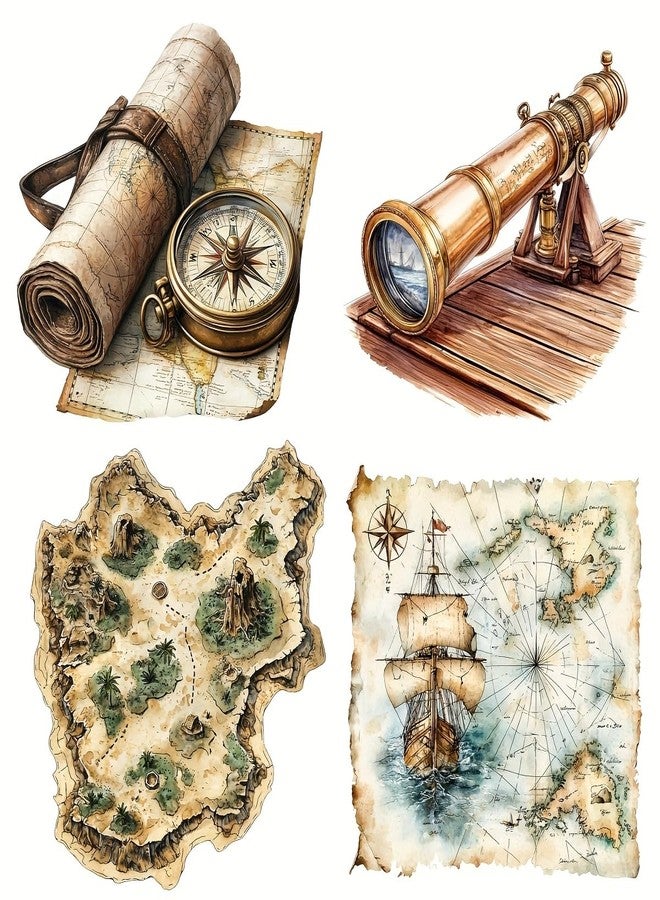 SLGIFT Set of 40 Creative Vintage Nautical and Ship-Themed Stickers for Decorating Items, Suitable for Notebooks, Photo Albums, Diaries, and Magazines - Image 5