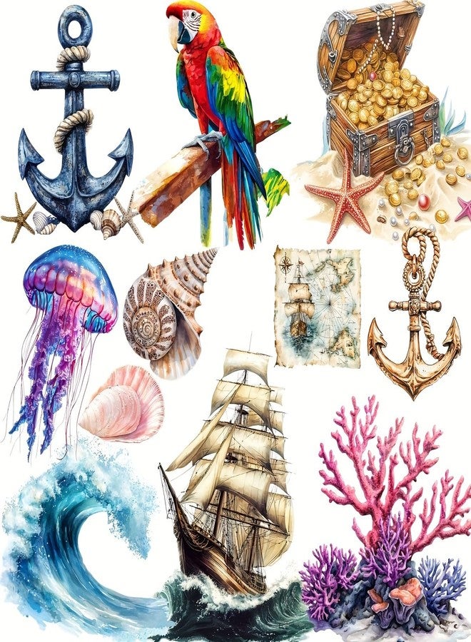 SLGIFT Set of 40 Creative Vintage Nautical and Ship-Themed Stickers for Decorating Items, Suitable for Notebooks, Photo Albums, Diaries, and Magazines - Image 4