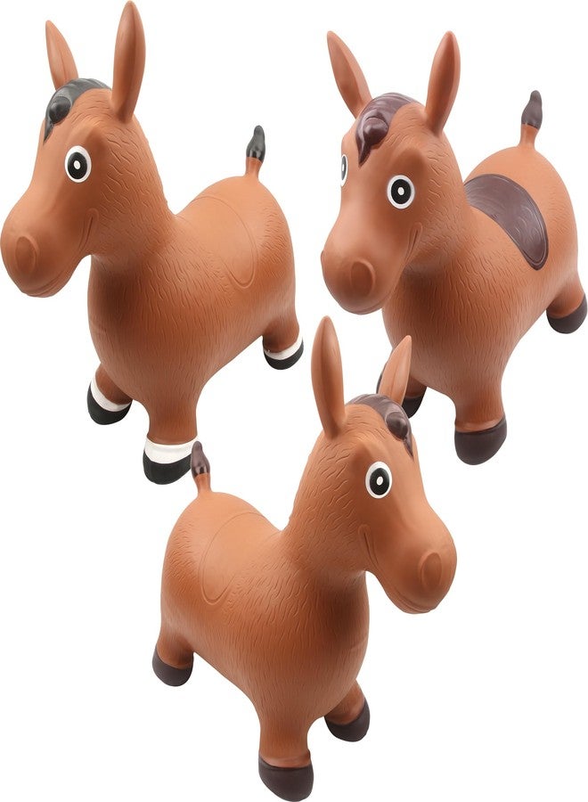 Restroma 3 Pack Inflatable Bouncy Horse Hopper Jumping Horse Toys for Kids Indoor Outdoor Activity Ride, 3 Styles - Image 1