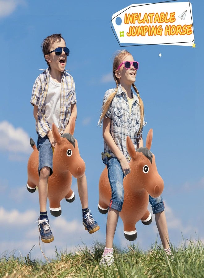 Restroma 3 Pack Inflatable Bouncy Horse Hopper Jumping Horse Toys for Kids Indoor Outdoor Activity Ride, 3 Styles - Image 5
