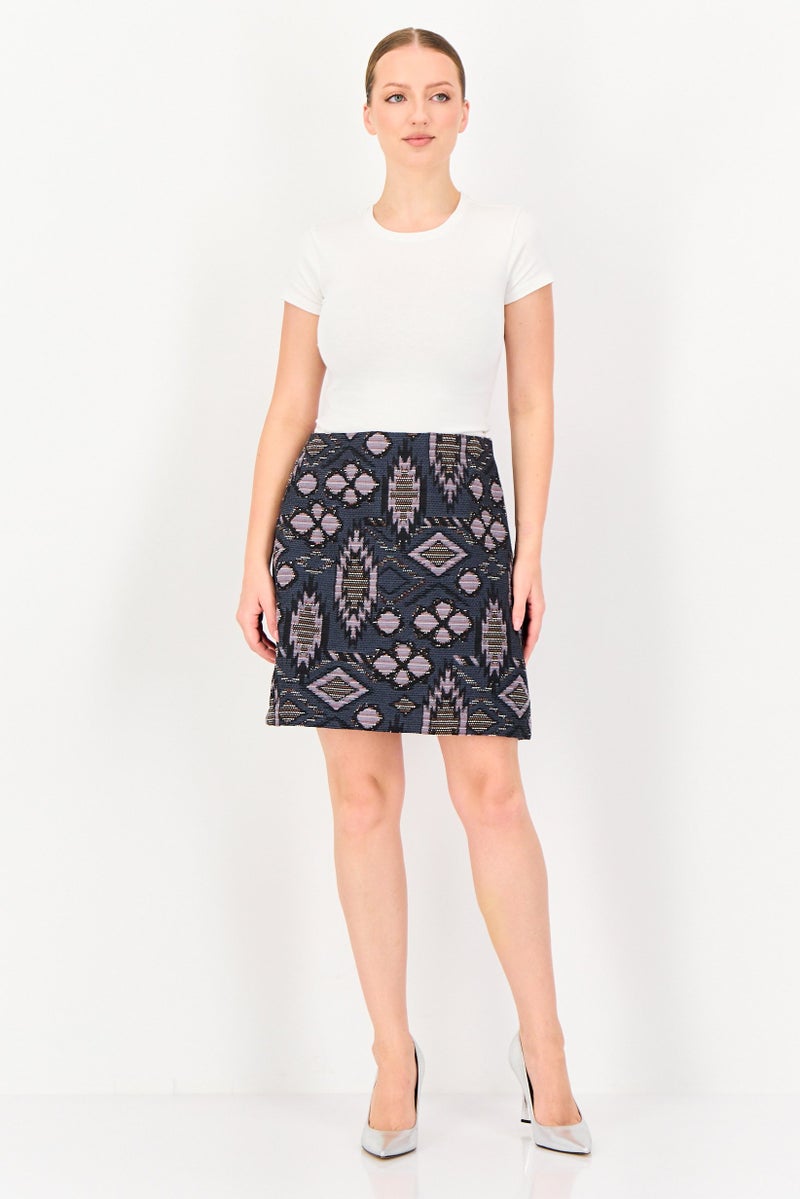 promod Women Embroidered Mini Skirt, Multicolor - Image 2