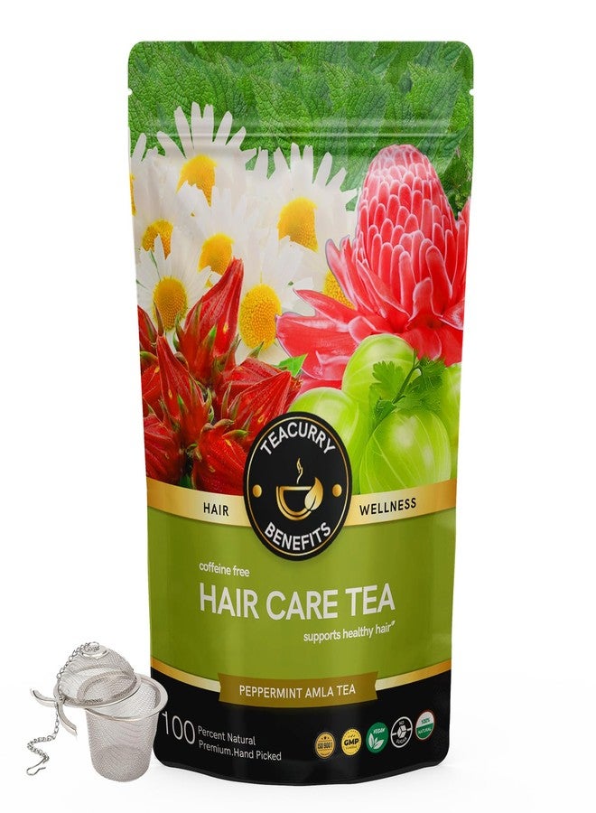 TEACURRY Hair Care Tea (1 Month Pack, 100 Grams Loose) + Infuser - Helps with Hair Growth, Shine, Repair & Strength - Hair Fall Tea - Healthy Hair Tea - Image 1