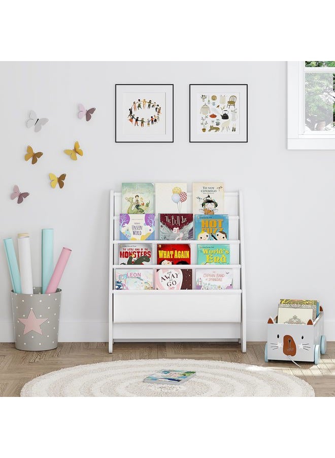 UTEX Kids Sling Bookshelf, Magazine/Book Rack,Book Organizer (White) - Image 2