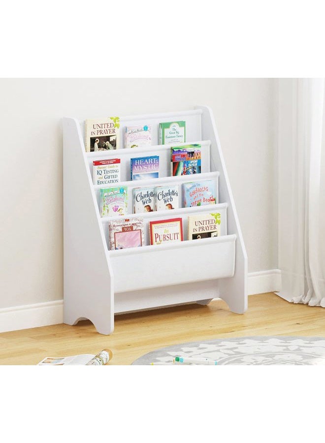 UTEX Kids Sling Bookshelf, Magazine/Book Rack,Book Organizer (White) - Image 1