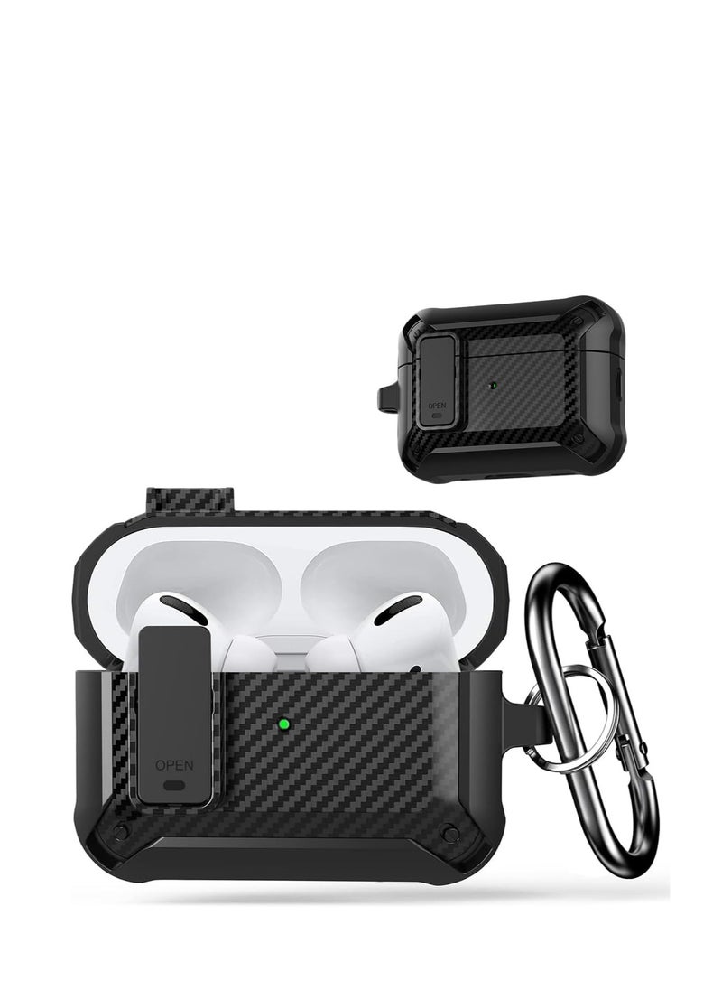 ECVV - ECVV Airpods Pro2 Case Cover with Keychain,Shockproof Secure Lock Armor Skin Shell with Stripe Compatible with with Airpods Pro 2 Gen Case-Black - Image 1