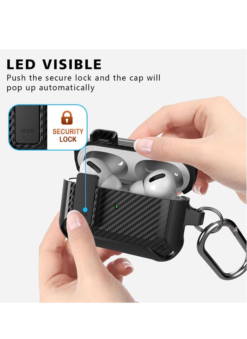 ECVV - ECVV Airpods Pro2 Case Cover with Keychain,Shockproof Secure Lock Armor Skin Shell with Stripe Compatible with with Airpods Pro 2 Gen Case-Black - Image 1