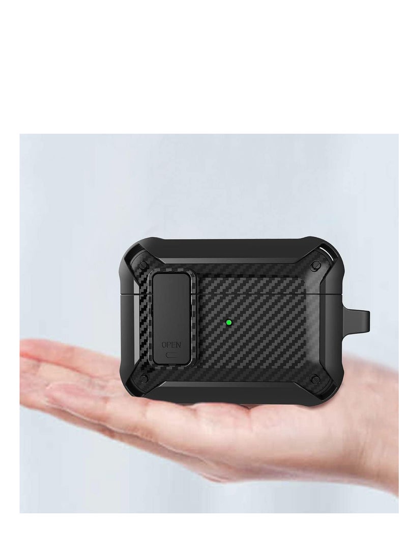 ECVV - ECVV Airpods Pro2 Case Cover with Keychain,Shockproof Secure Lock Armor Skin Shell with Stripe Compatible with with Airpods Pro 2 Gen Case-Black - Image 1
