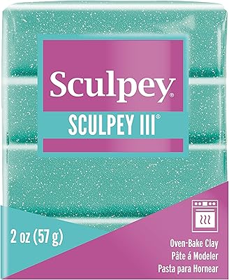 Sculpey Sculpey IIIÃ‚Â® Polymer Oven-Bake Clay, Turquoise Glitter, Non Toxic, 2 oz. bar, Great for modeling, sculpting,  - Image 1