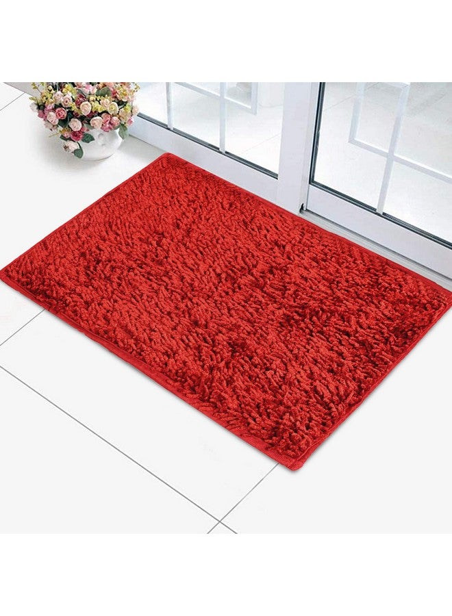 Kuber Industries Velvet Shaggy Premium Heavy Duty Doormat, Indoor Outdoor, Easy Clean, Waterproof, Low-Profile Mats for Entry, Patio, Garage (Red, Standard) - Image 1