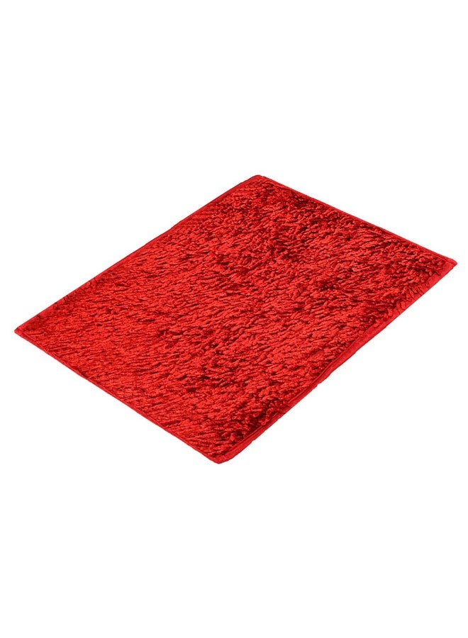 Kuber Industries Velvet Shaggy Premium Heavy Duty Doormat, Indoor Outdoor, Easy Clean, Waterproof, Low-Profile Mats for Entry, Patio, Garage (Red, Standard) - Image 4