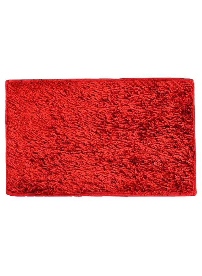 Kuber Industries Velvet Shaggy Premium Heavy Duty Doormat, Indoor Outdoor, Easy Clean, Waterproof, Low-Profile Mats for Entry, Patio, Garage (Red, Standard) - Image 2