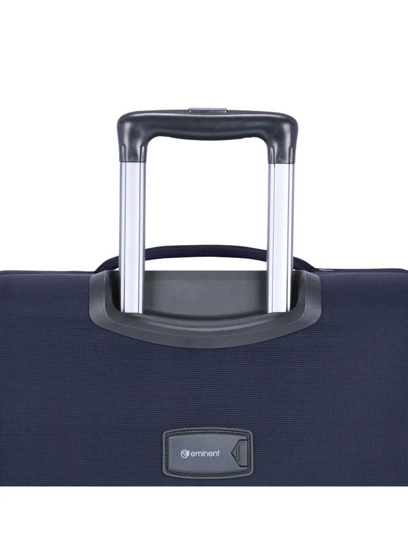 eminent Unisex Soft Travel Bag Cabin Luggage Trolley Polyester Lightweight Expandable 4 Double Spinner Wheeled Suitcase with 3 Digit TSA lock E751 Navy Blue