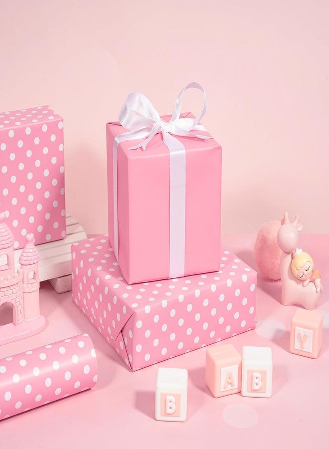 WRAPAHOLIC Reversible Wrapping Paper - Pink and Polka Dot Design for Birthday, Holiday, Wedding, Baby Shower Wrap - 30 inch x 33 feet - Image 3