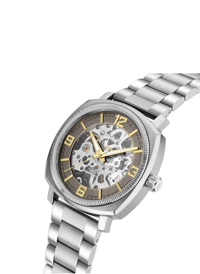 Kenneth Cole New York Kenneth Cole New York 39mm Automatic Men's Watch with Antique Silver Dial & Stainless Steel Bracelet