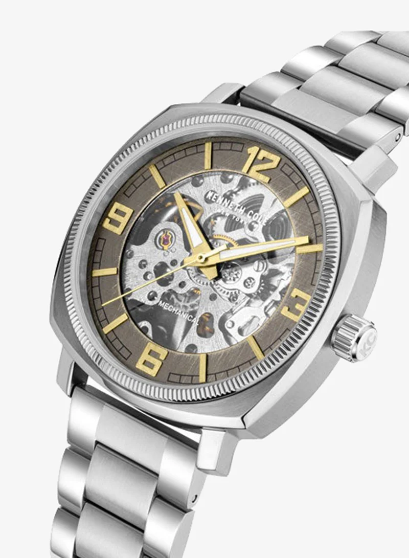 Kenneth Cole New York Silver Dial Silver Stainless Steel Bracelet Automatic Watch for Men 39mm