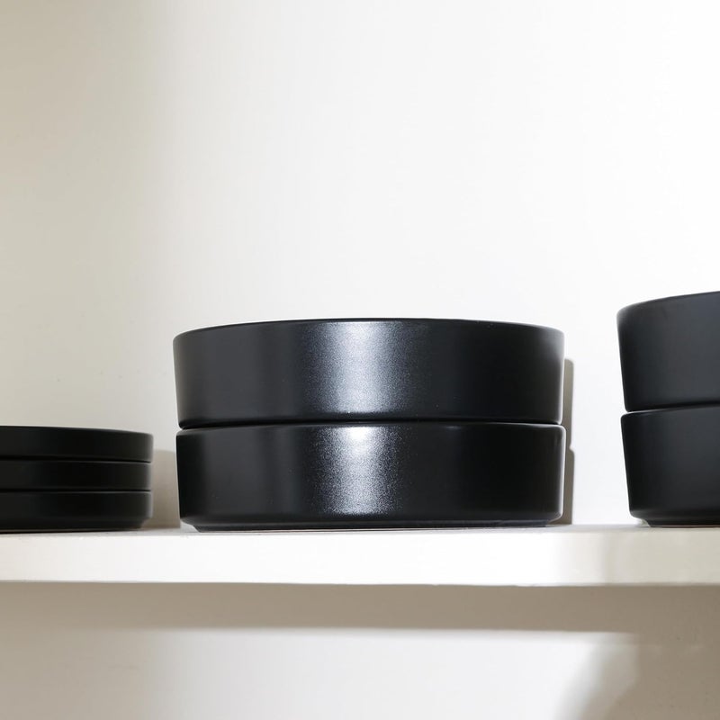 Stone Lain Celina Modern Stoneware 16Piece Dinnerware Set Cereal and Dinner Bowls Dinner Plates Plates and Bowl Set Dishes for 4 Black - Image 5