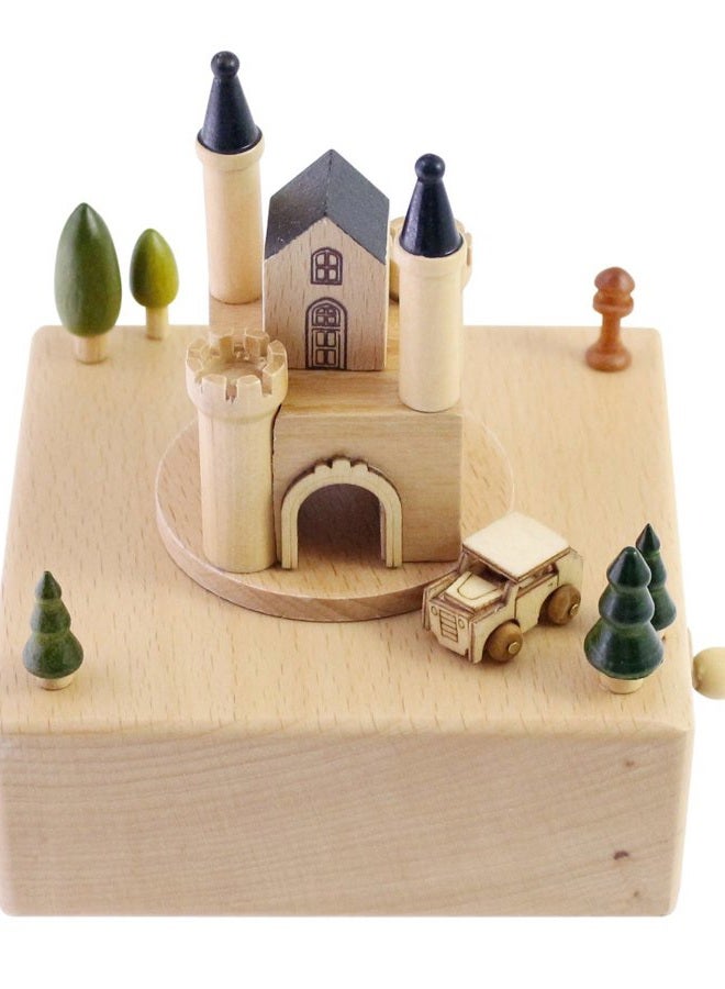 JustNile (European Castle) - Delightful Quality Wooden Musical Box Featuring European Castle with Small, Moving Magnetic Car Plays "Castle In The Sky" Song Valentine's Day For Her - Image 3