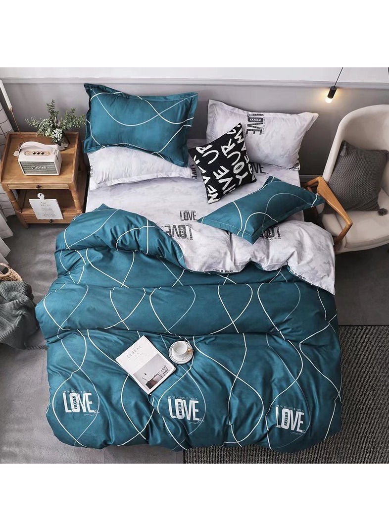 4 Pcs Single Size Bedsheet Set 400 Thread Count Fitted Bed Sheet Set Includes 1 Duvet Cover 160x200 cm 1 Fitted Sheet 120x200+25 cm and 2 Pillowcases 48*74cm