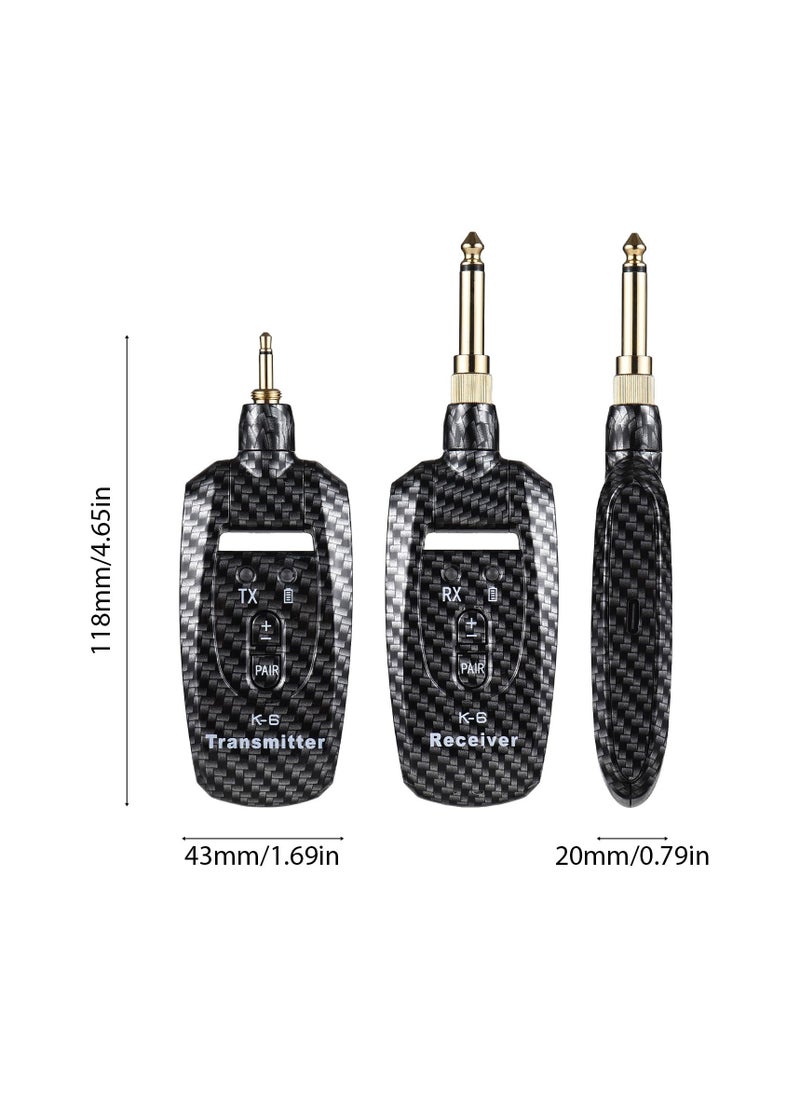 SYOSI Rechargeable 2.4G Guitar Transmitter Receiver, Wireless Guitar System for Electric Guitar Bass Electric Wind Instruments Real-time Transmission 270 Degree Rotatable Plug with 2 6.35mm  - Image 3