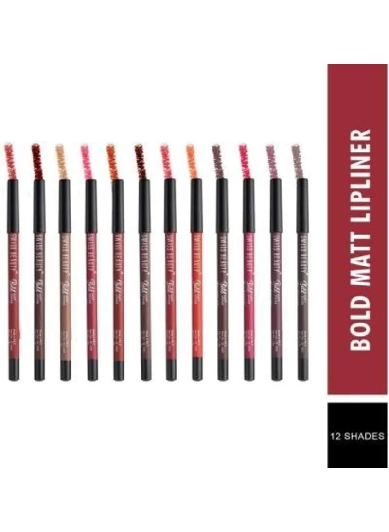 سويس بيوتي Swiss Beauty Bold Matt Lip Liner | Set of 12 | Long-lasting |Matte Finish | Non-drying, 19.2gm