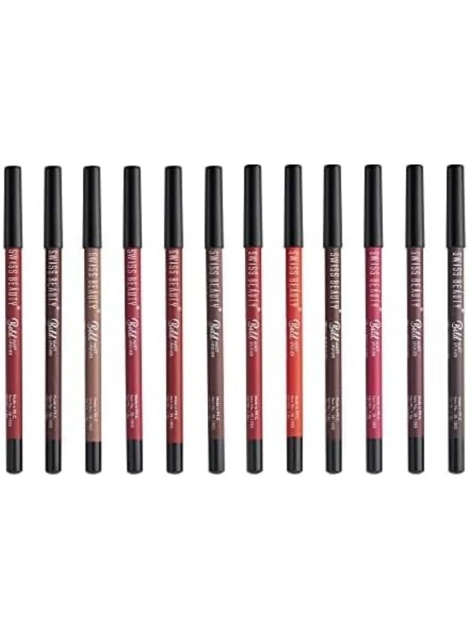 Swiss Beauty Bold Matt Lip Liner | Set of 12 | Long-lasting |Matte Finish | Non-drying, 19.2gm - Image 4
