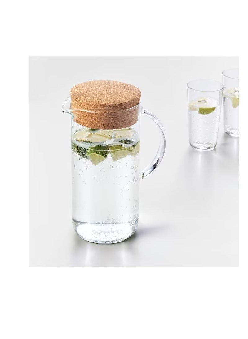 Jug with lid, clear glass/cork1.5 l - Image 2