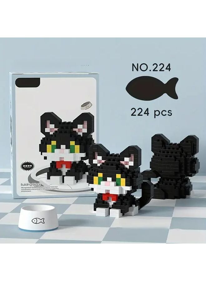 K224 Adorable Kitten DIY Building Blocks Cute Animal Series Holiday Birthday Gift - Image 1