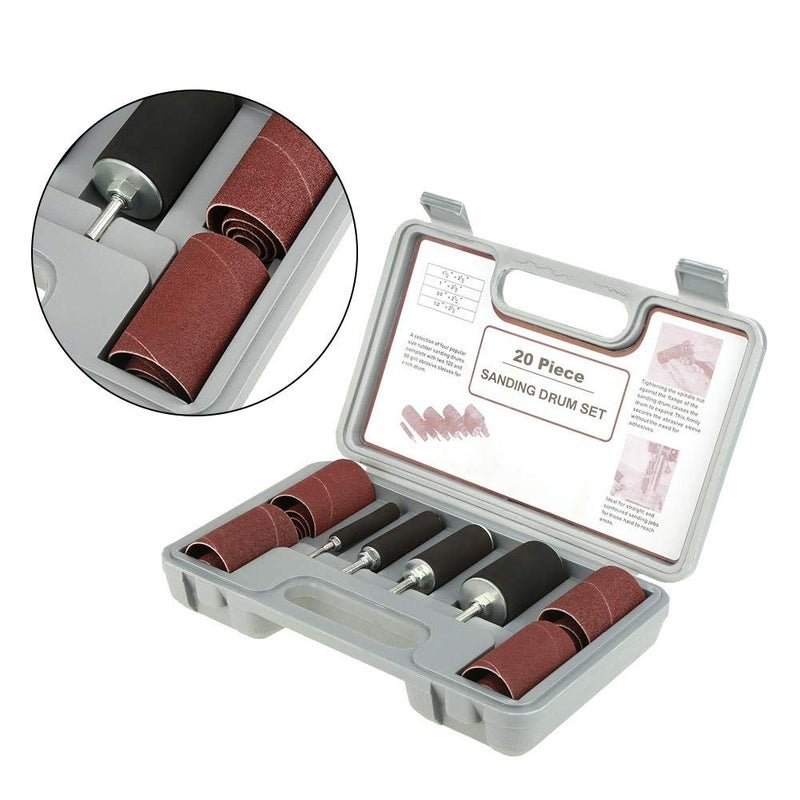Ashata 20 Pcs Drum Sander Kit, Spindle Sanding Drum Sander Tool Kit Set with Case for Drill Press,for Carpentry Polishing Tools - Image 4