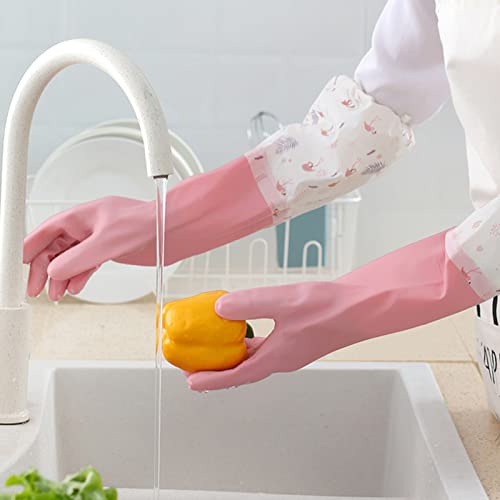 wolpin PVC Hand Gloves for Dishwashing Skin-friendly Reusable Cleaning Gloves, Gardening | Anti-slip Kitchen Cleaning | Pet Grooming | Car Washing | Bathroom Cleaning | Painting (1 Pair Gloves, Pink) - Image 3