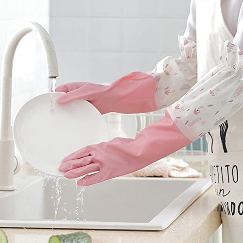 wolpin PVC Hand Gloves for Dishwashing Skin-friendly Reusable Cleaning Gloves, Gardening | Anti-slip Kitchen Cleaning | Pet Grooming | Car Washing | Bathroom Cleaning | Painting (1 Pair Gloves, Pink) - Image 4