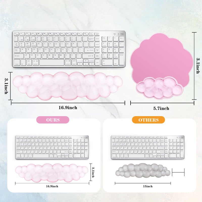 KEPUTAIER Gel Cloud Keyboard and Mouse Wrist Rest, Cute Wrist Support and Arm Support Rest for Typing Pain Reliefï¼ŒSuitable for Office/Computer/Laptop/Gaming Set-Pink - Image 4