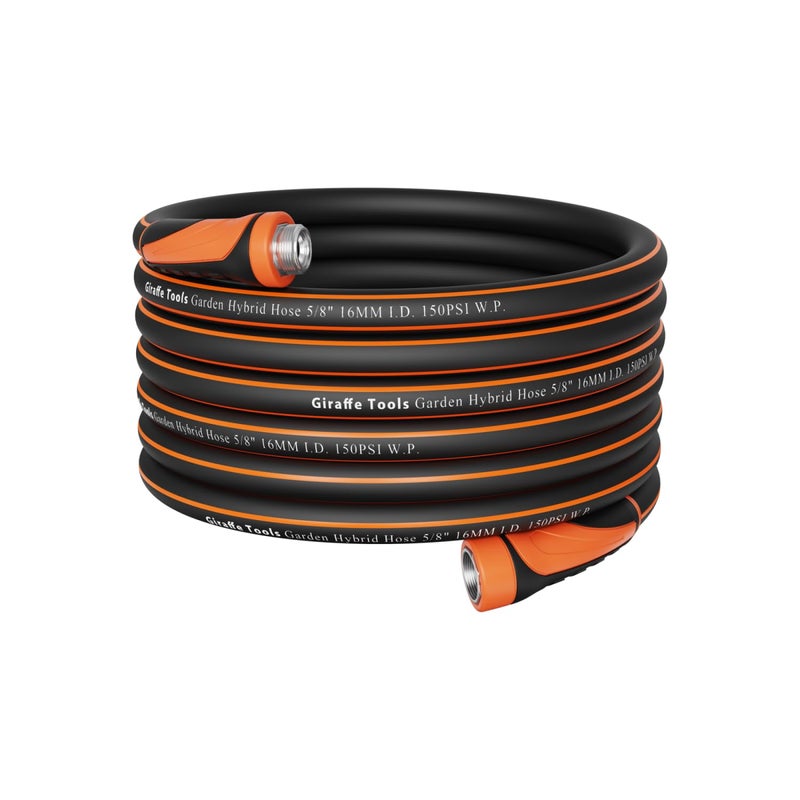 Giraffe Tools Garden Hose 5/8", Water Hose Heavy Duty, Flexible, Lightweight Hybrid Hose with Swivel Handle, 75ft Male to Female Fittings, Burst 600 PSI - Image 1