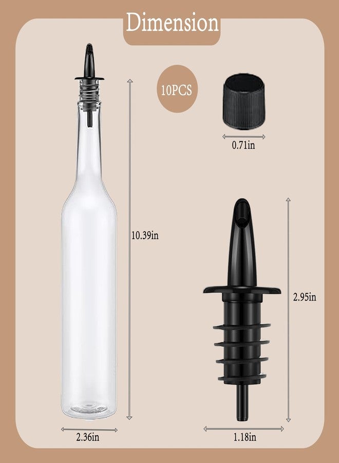 ١٠ مجموعات من زجاجات بلاستيكية طويلة العنق سعة ١٥ أونصة مزودة بفوهات صب، محكمة الإغلاق ومقاومة للانسكاب، مناسبة لعصائر الفاكهة والنبيذ الأحمر والزيوت والشراب وغيرها. مثالية للاستخدام في المطبخ والمنزل والحفلات والبار. - Image 2