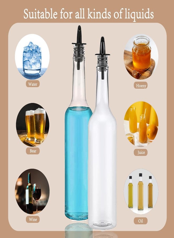 ١٠ مجموعات من زجاجات بلاستيكية طويلة العنق سعة ١٥ أونصة مزودة بفوهات صب، محكمة الإغلاق ومقاومة للانسكاب، مناسبة لعصائر الفاكهة والنبيذ الأحمر والزيوت والشراب وغيرها. مثالية للاستخدام في المطبخ والمنزل والحفلات والبار. - Image 4