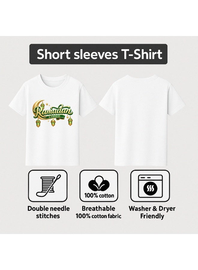 برينت شوب فور مي تيشيرتات رمضانية عائلية متطابقة للرجال والنساء والأطفال - تيشيرتات قطنية بأكمام قصيرة ورقبة دائرية احتفالية بعيد مبارك - مثالية لشهر رمضان - Image 4